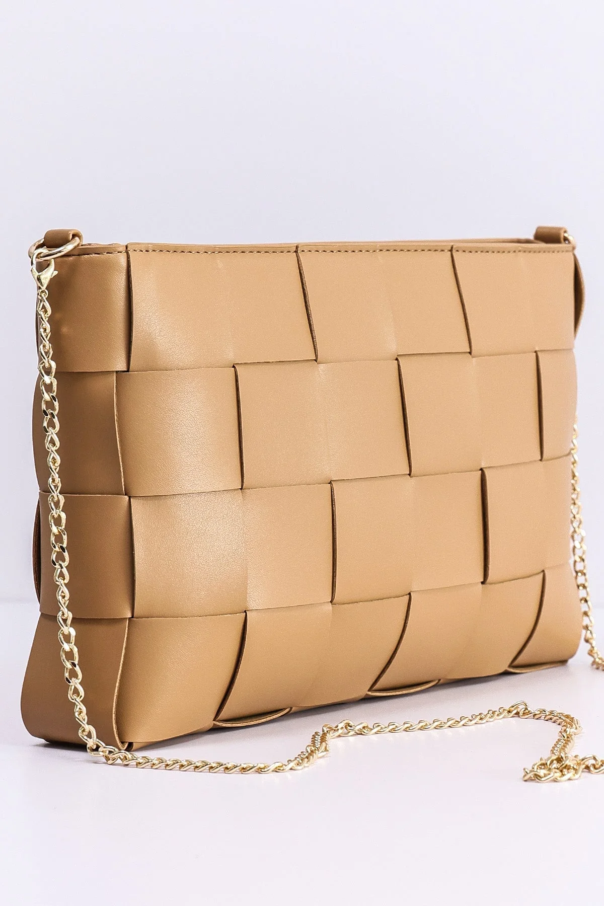 Oversized Woven Clutch in Tan