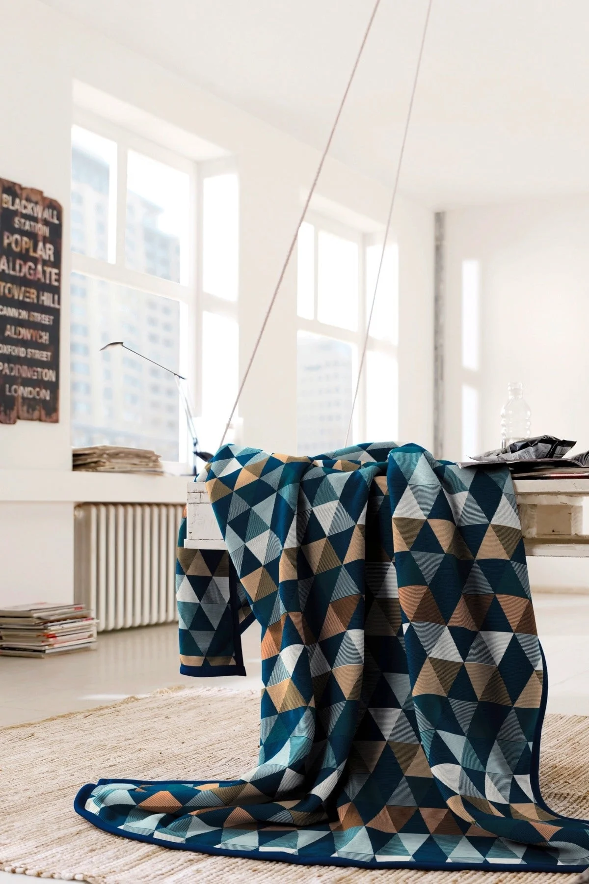 Zigzag Petrol Sofa Blanket