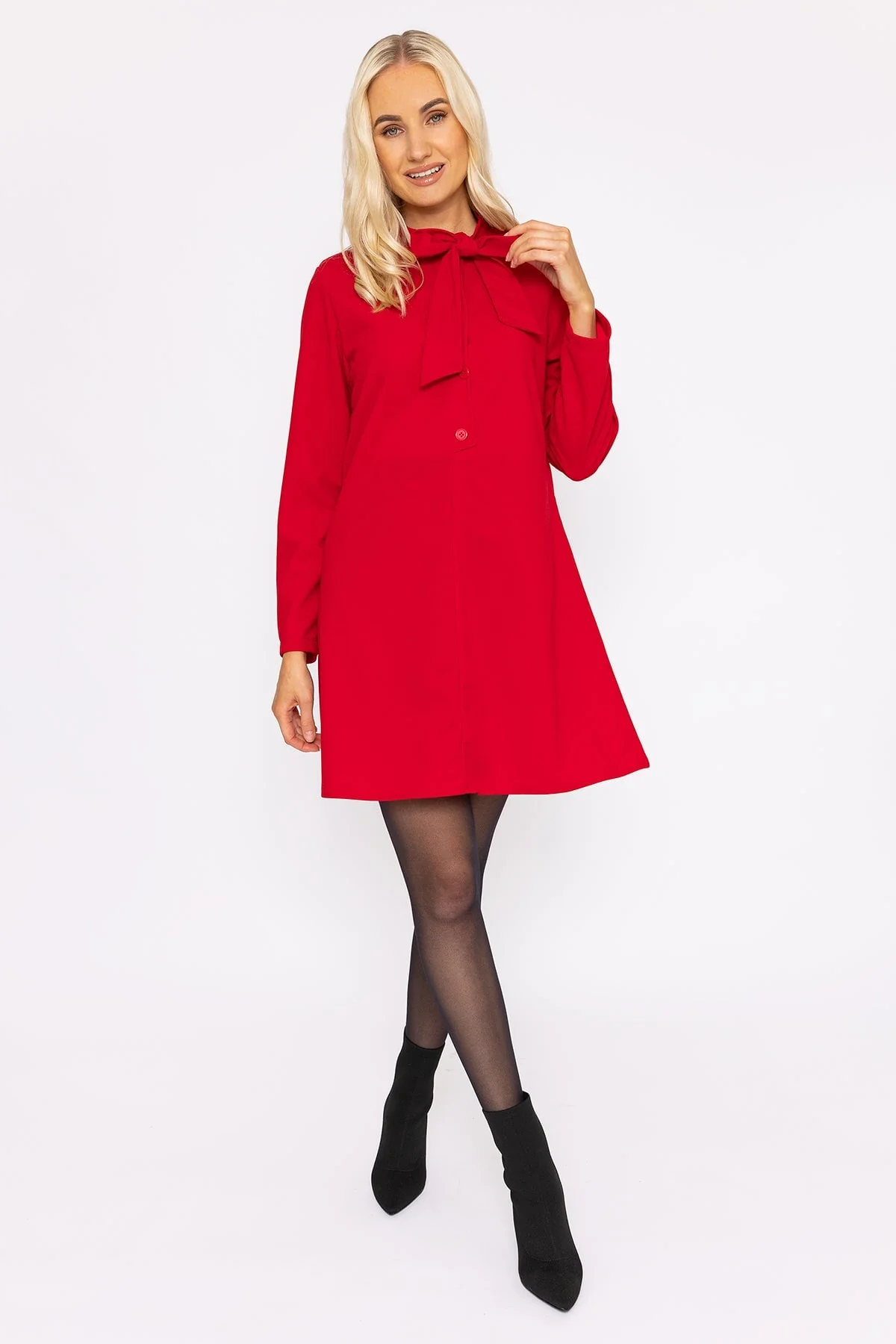 Pussybow Dress in Red