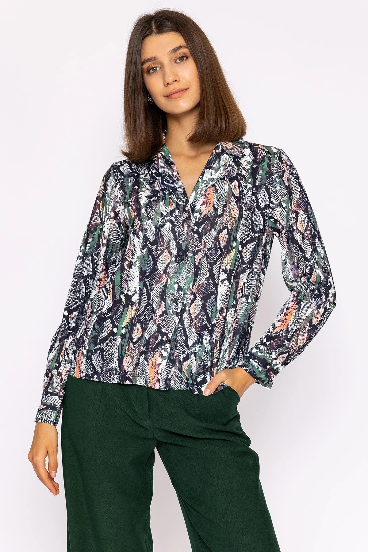 Collar Shirt in Snake Print