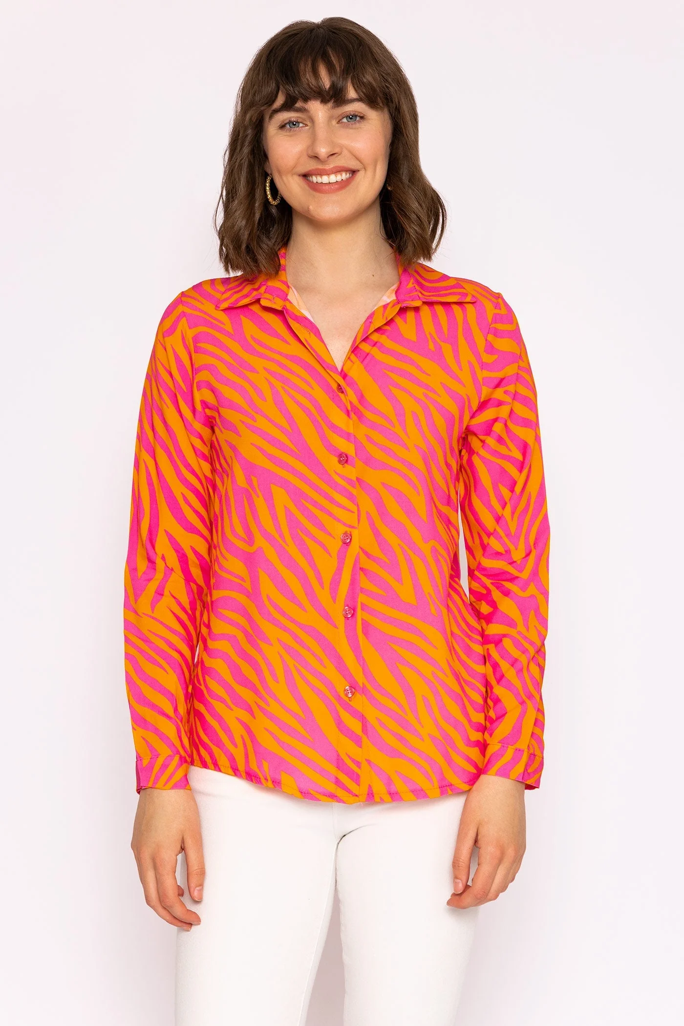 Viscose Shirt in Orange and Pink