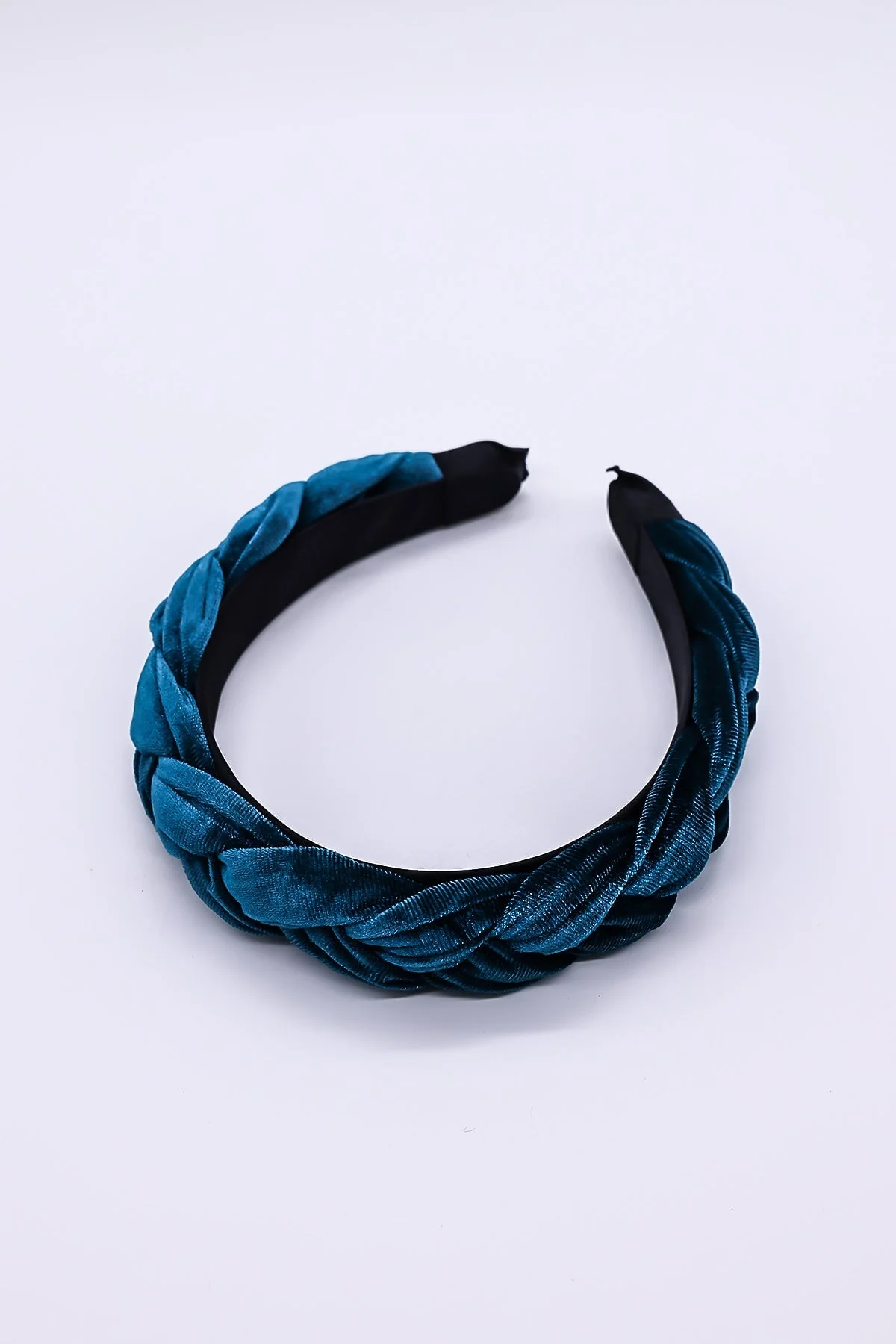 Teal Velvet Plaited Hairband