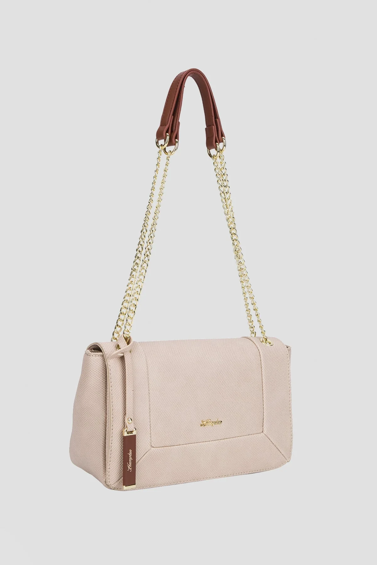 Shoulder Bag with Chain Strap in Cream