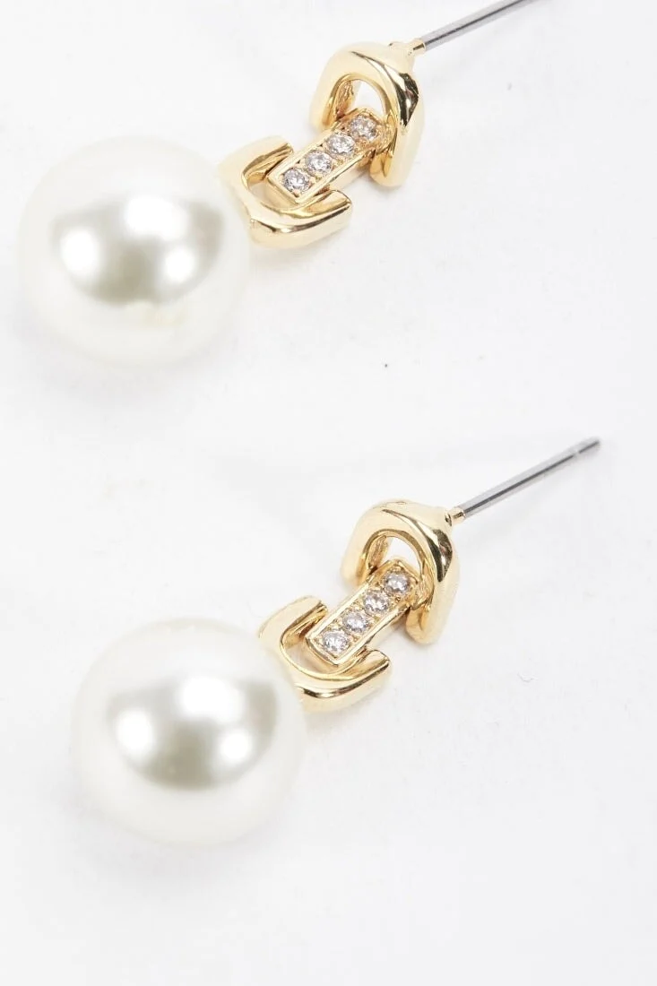 Drop Link Pearl Earring