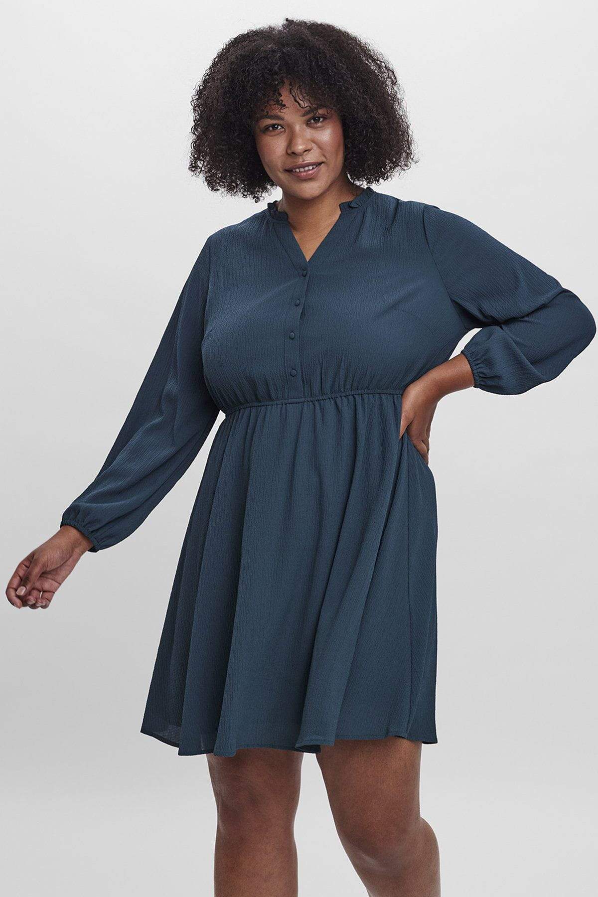 Curve - Naya Long Sleeve Dress in Seamoss