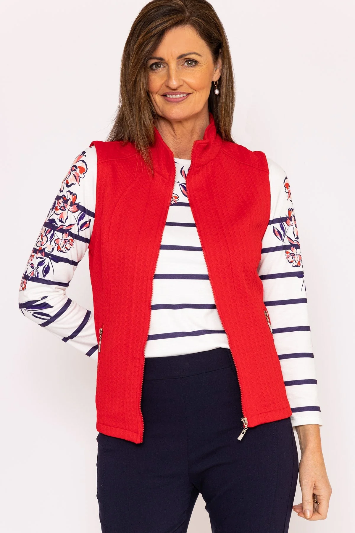 Textured Jersey Gilet in Red