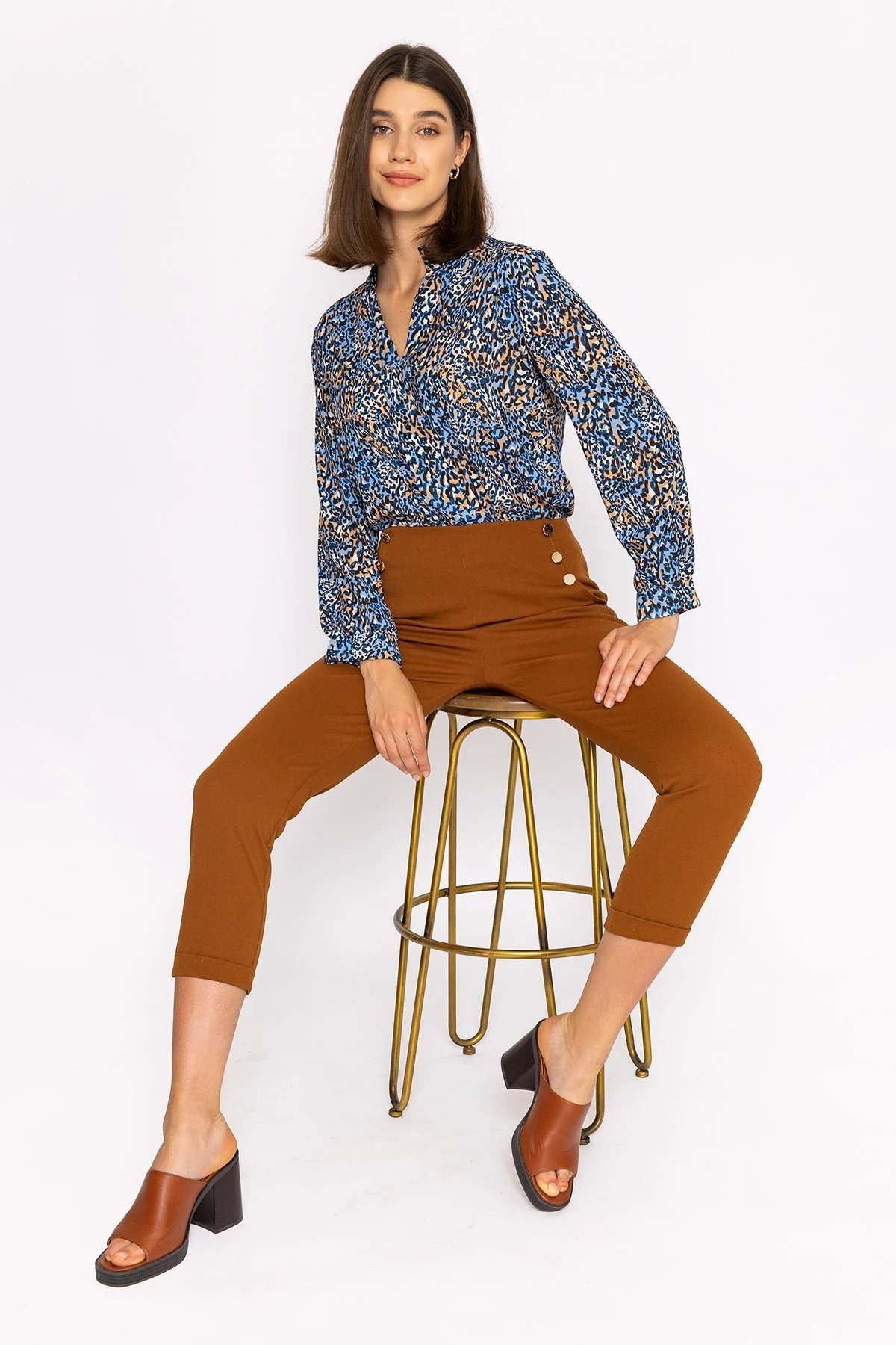 High Waist Trousers in Tobacco