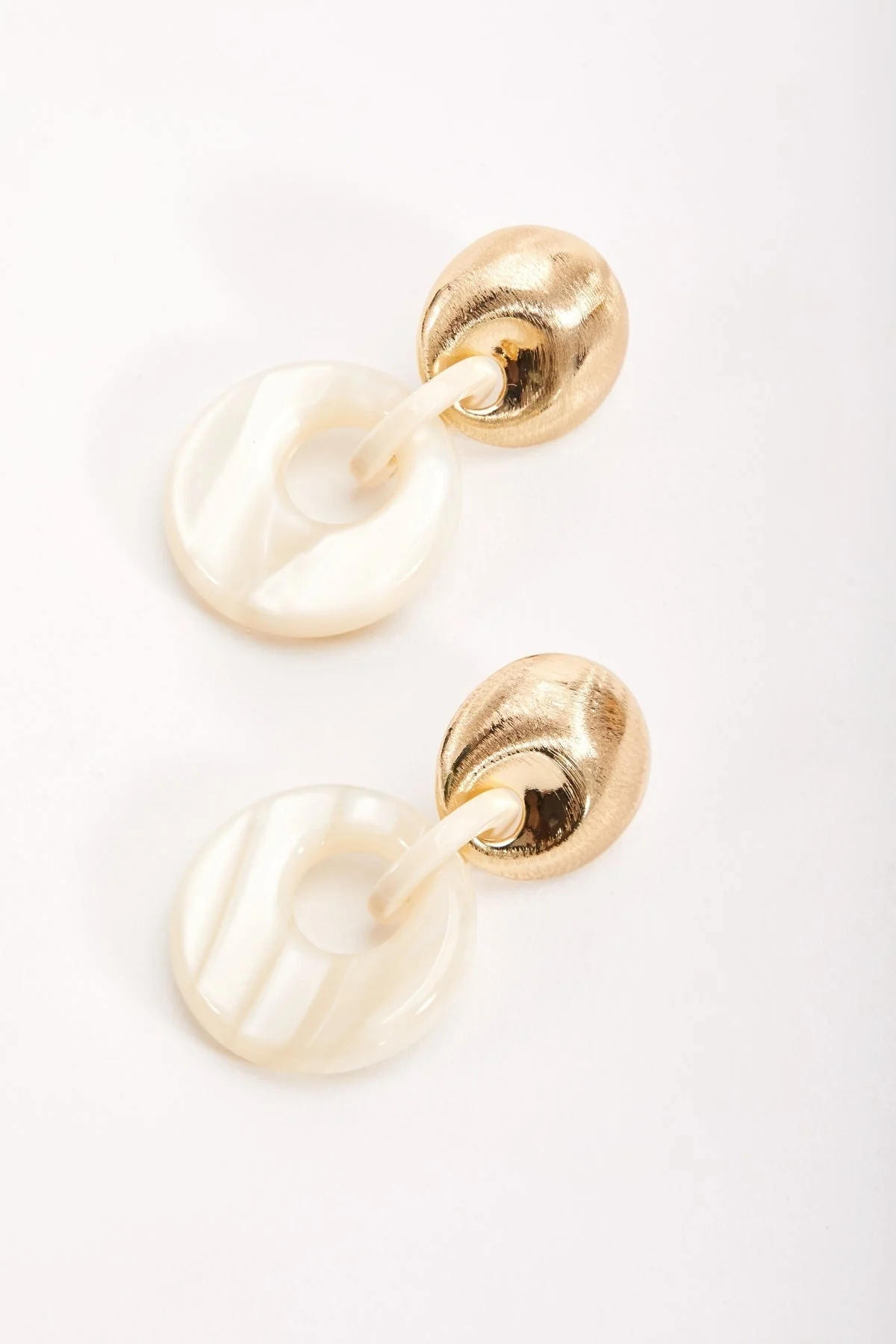 White Tortoise Drop Link Earrings