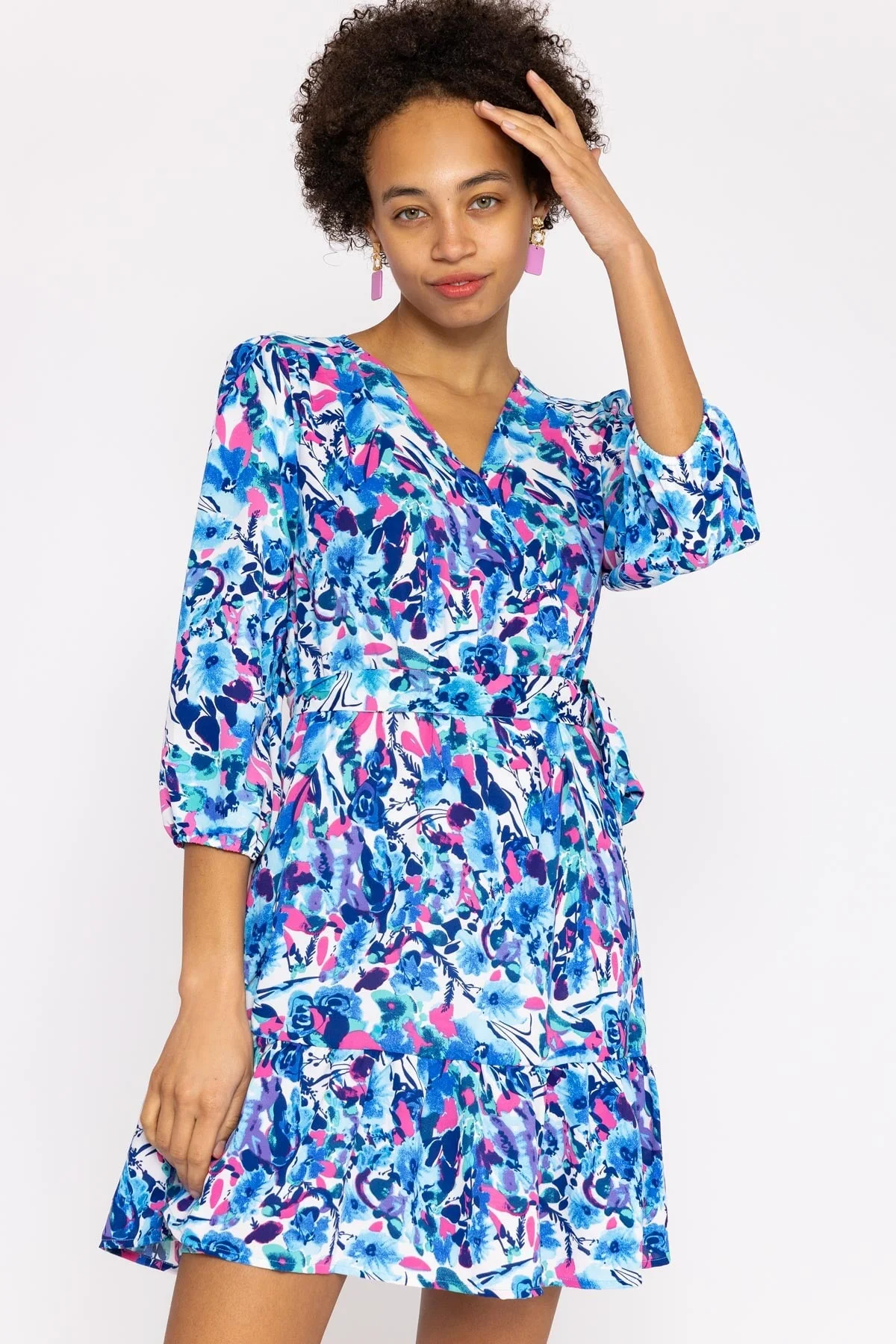 Ava Mini Dress in Blue Print