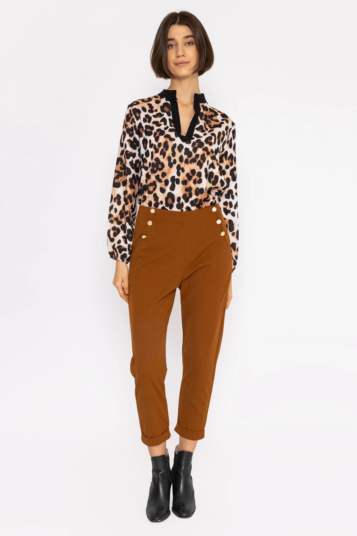 High Waist Trousers in Chocolate