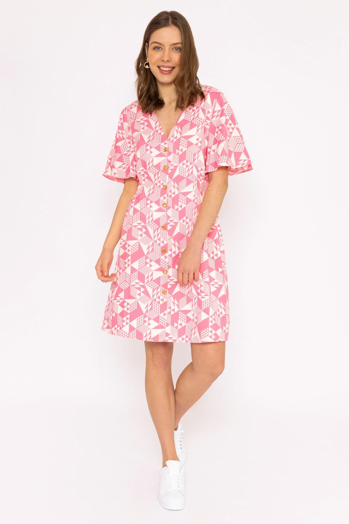 Ailbhe Knee Length Dress in Pink Print