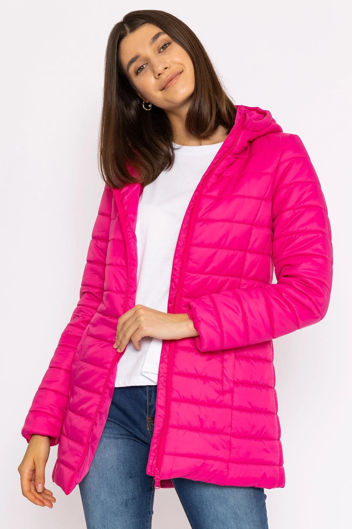 Long Puffa Coat in Pink