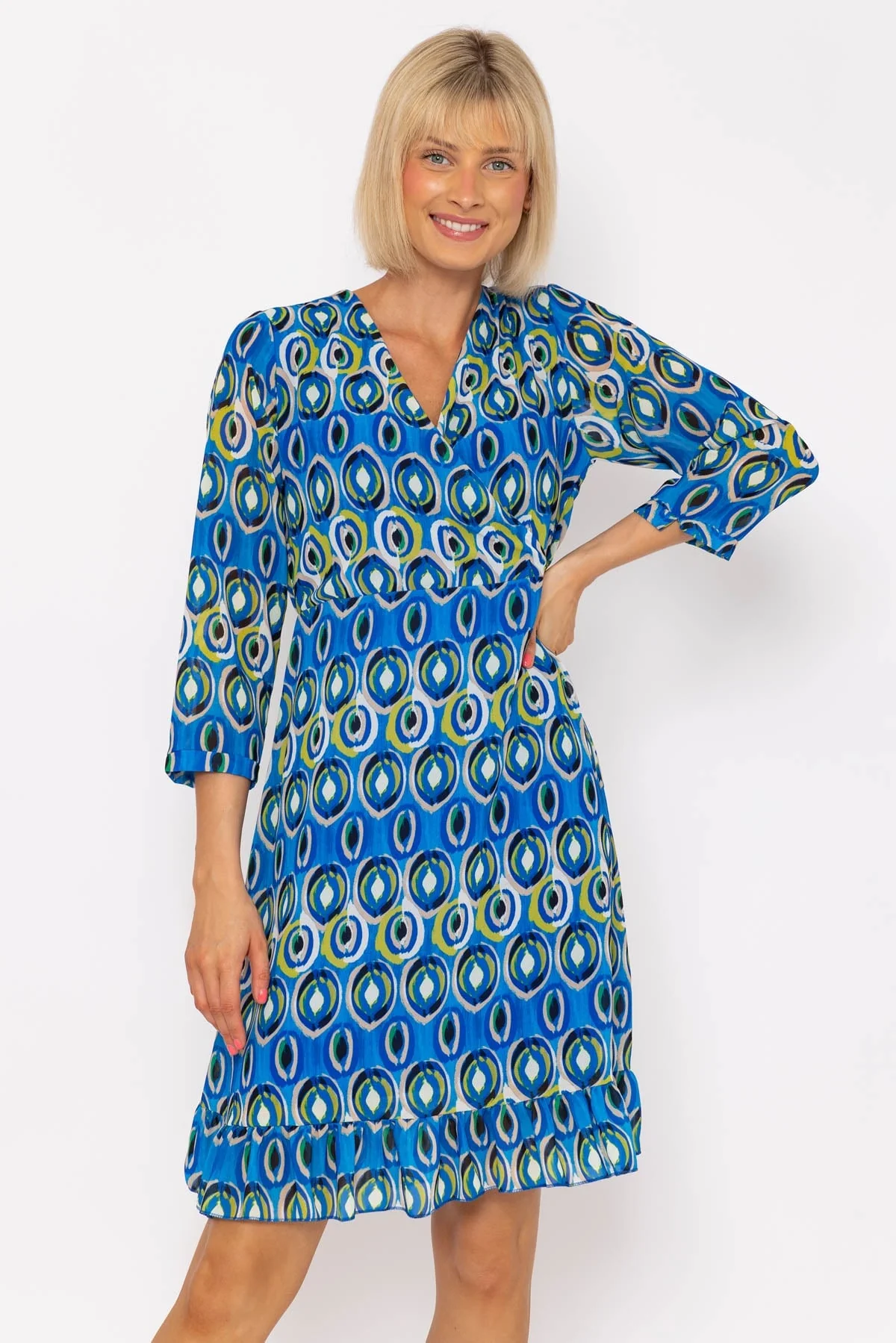Roisin Blue Print Knee Length Dress