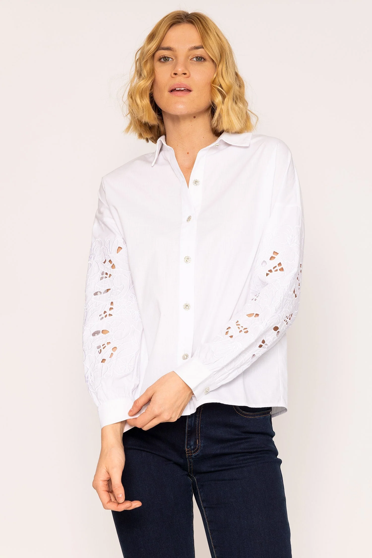 Anglaise Sleeve Blouse in White