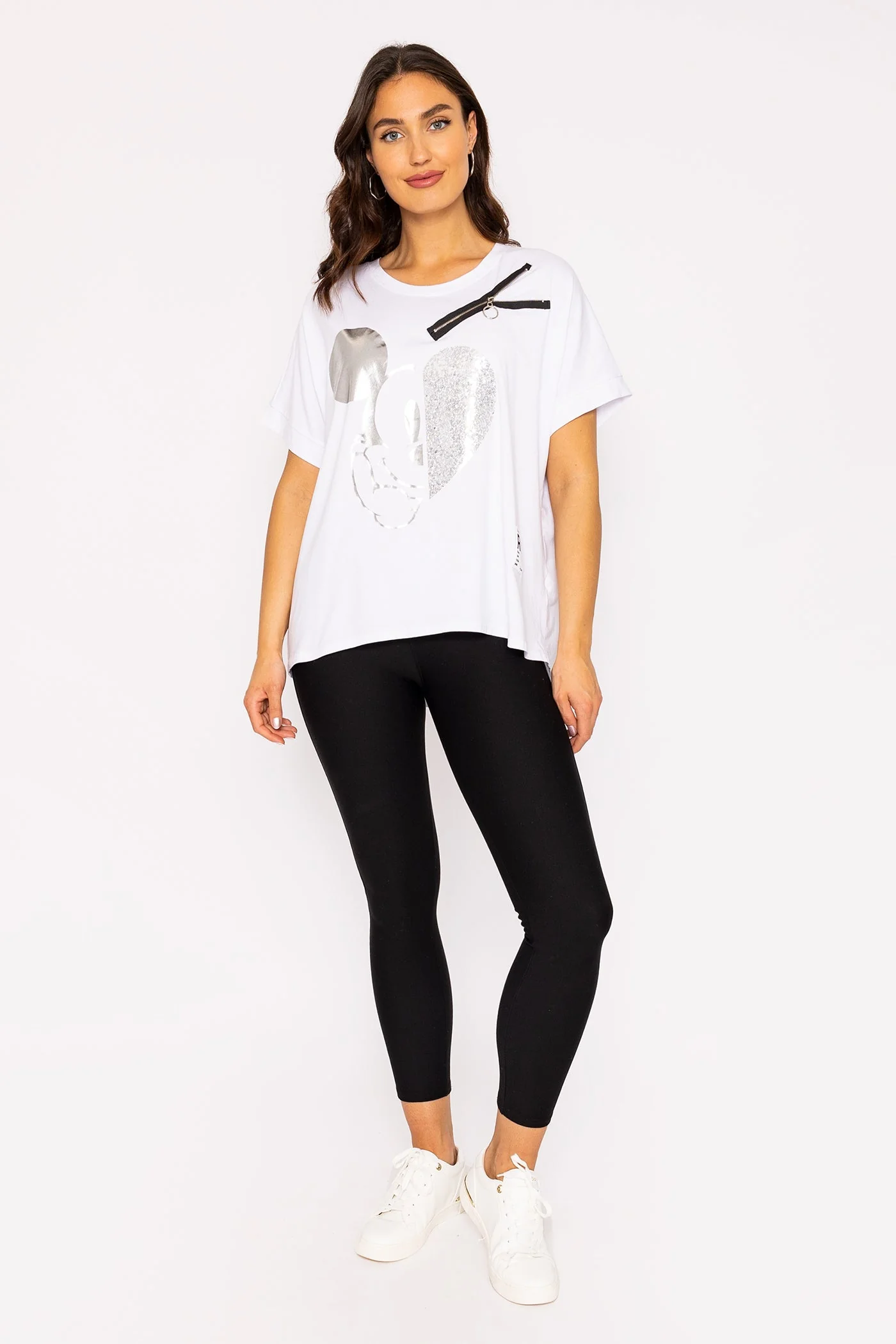 Zip T-Shirt in White