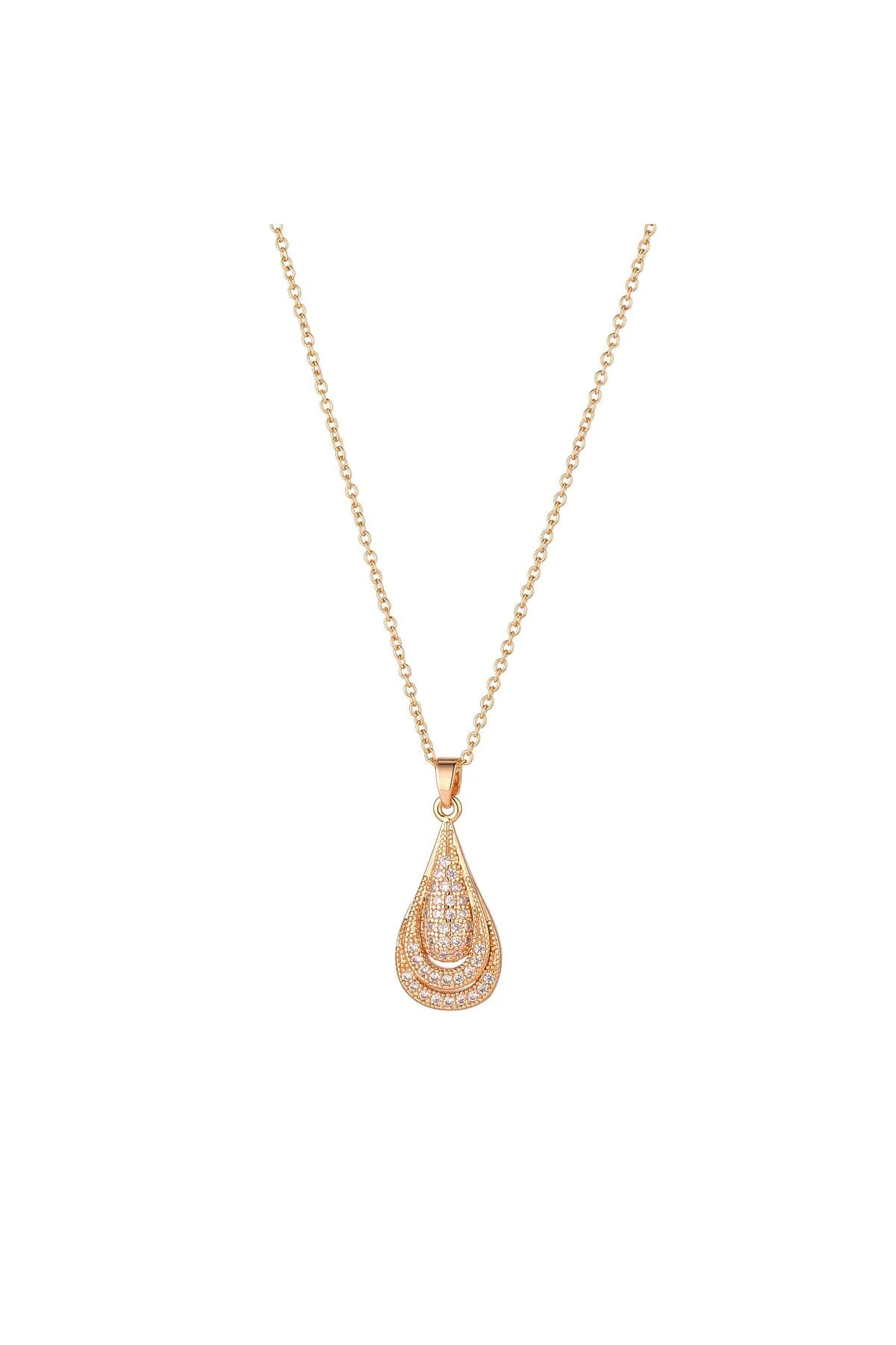 Gold Micropave Teardrop Pendant
