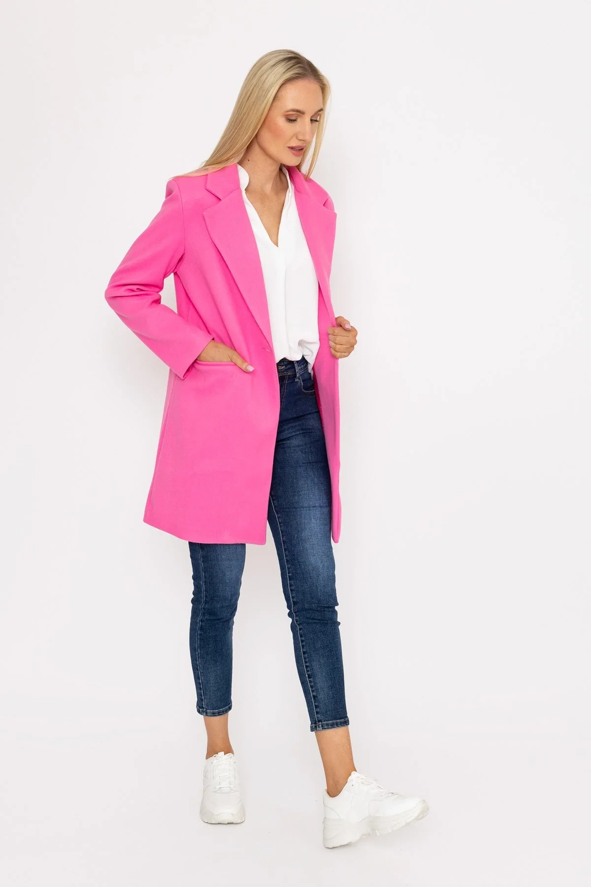 One Button Coat in Pink
