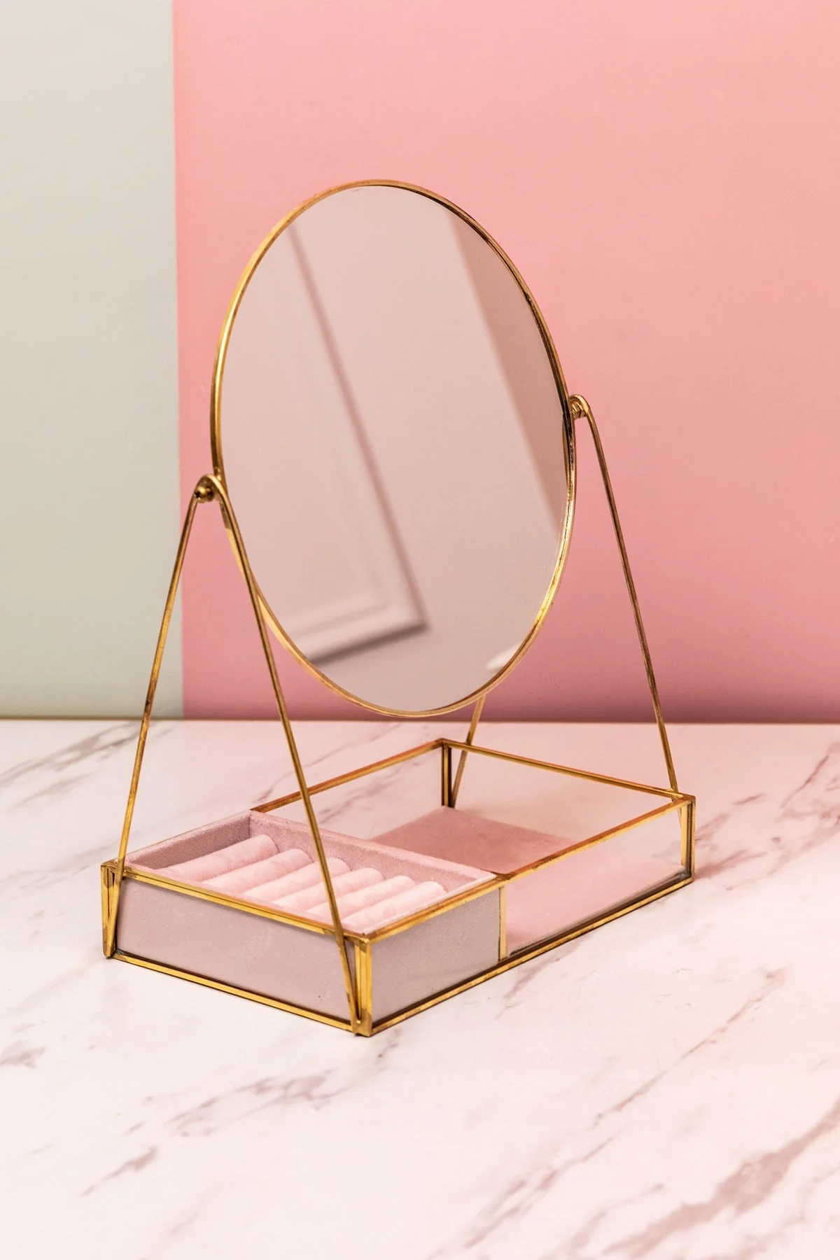 Velvet Mirrored Jewellery Holder