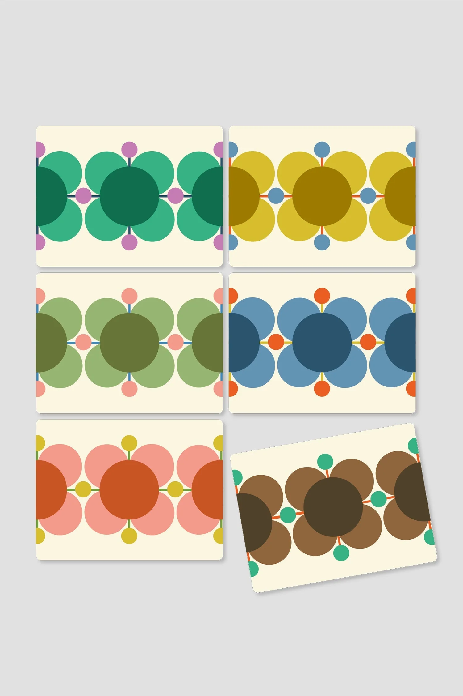 Set of 6 Cork Placemats - Atomic Flower