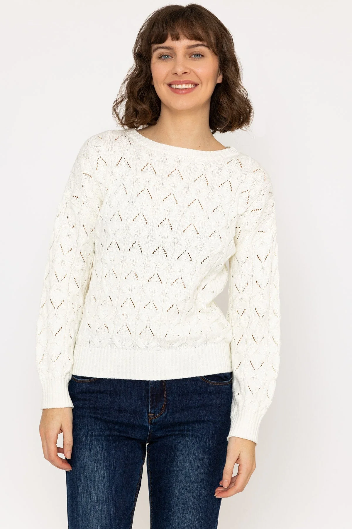 Textured Crew Neck in Ivory