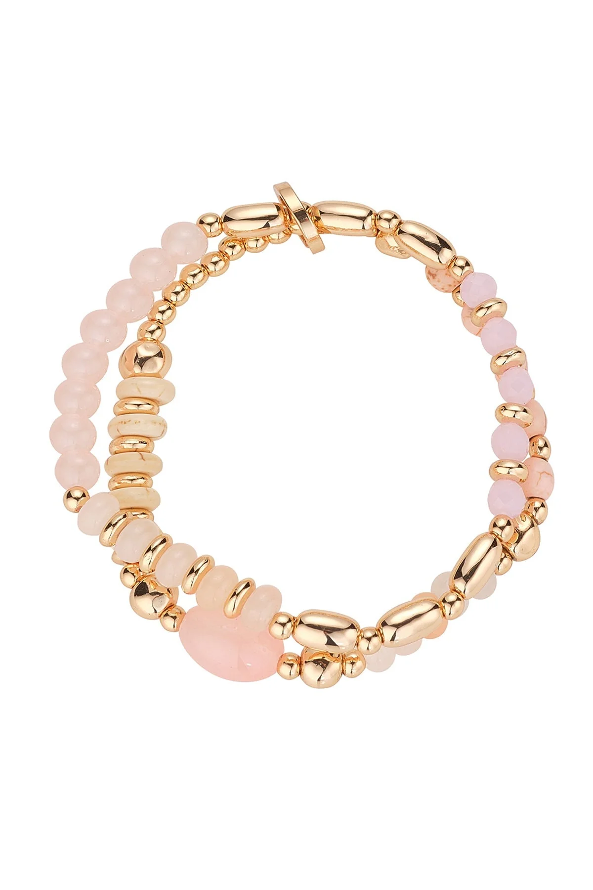 Pink and Beige Bead Bracelet