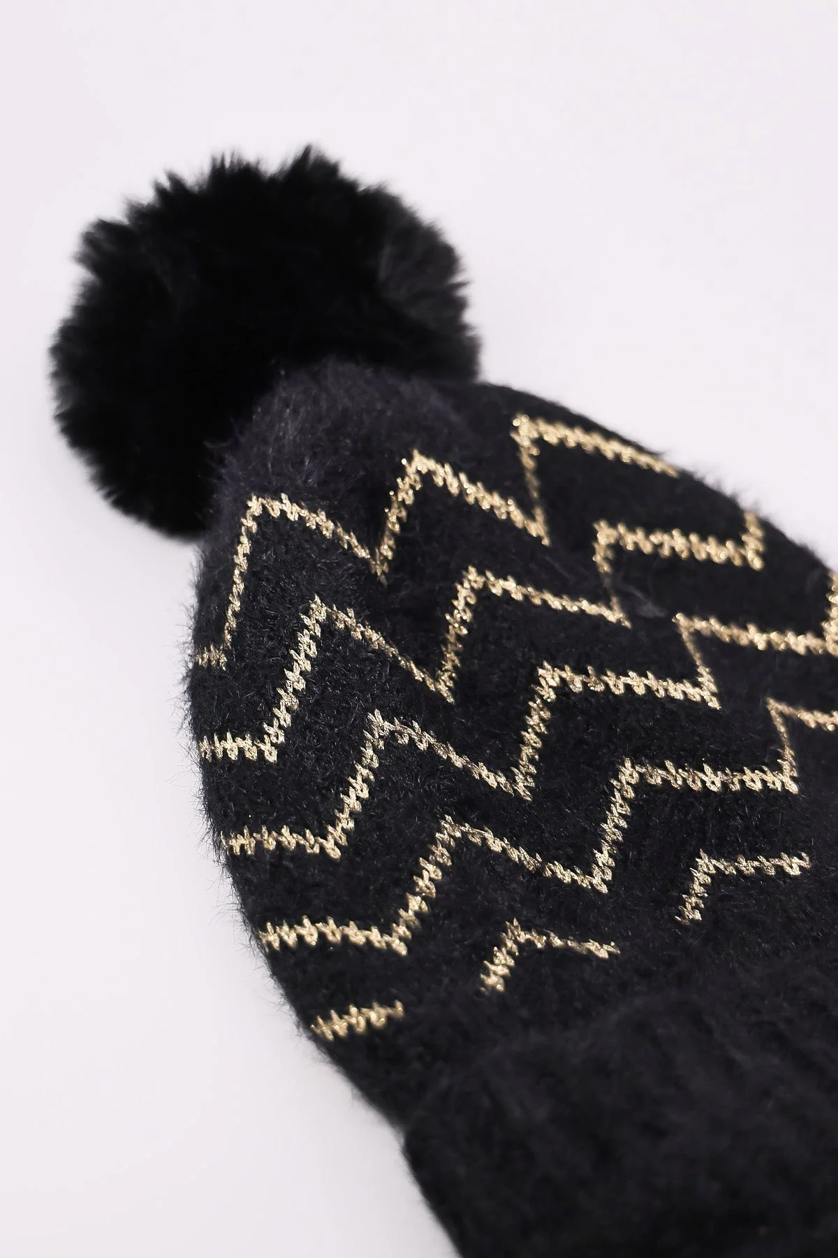 Lurex Stripe Beanie in Black