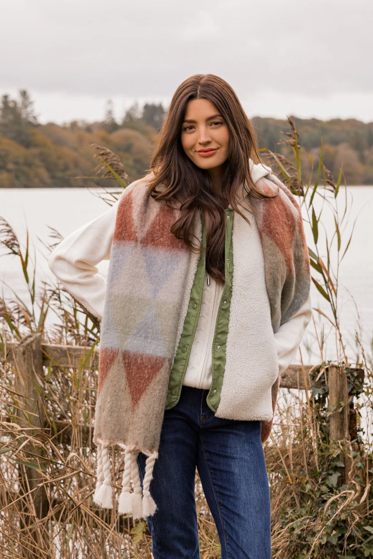 Lined Fleece Gilet in Ecru