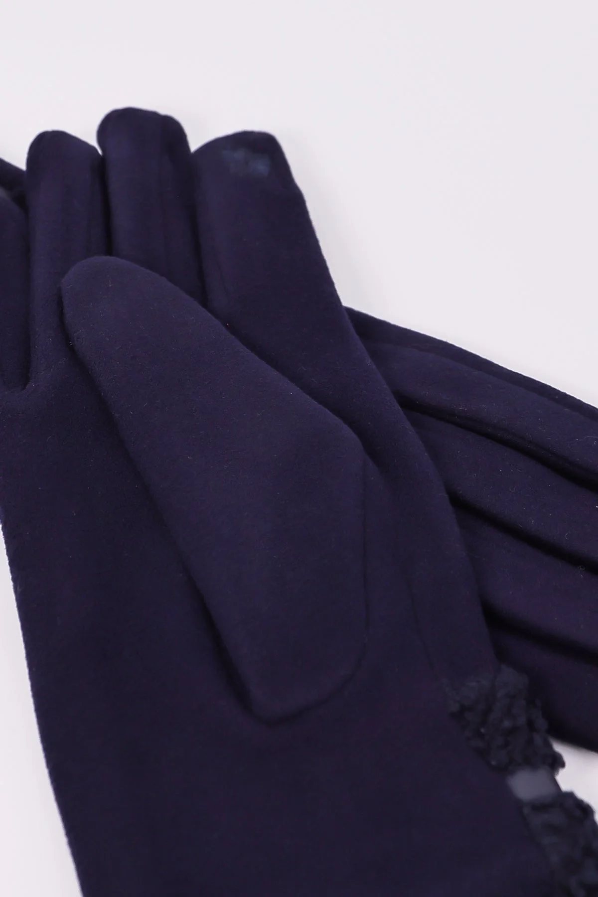 Boucle Trim Glove in Navy