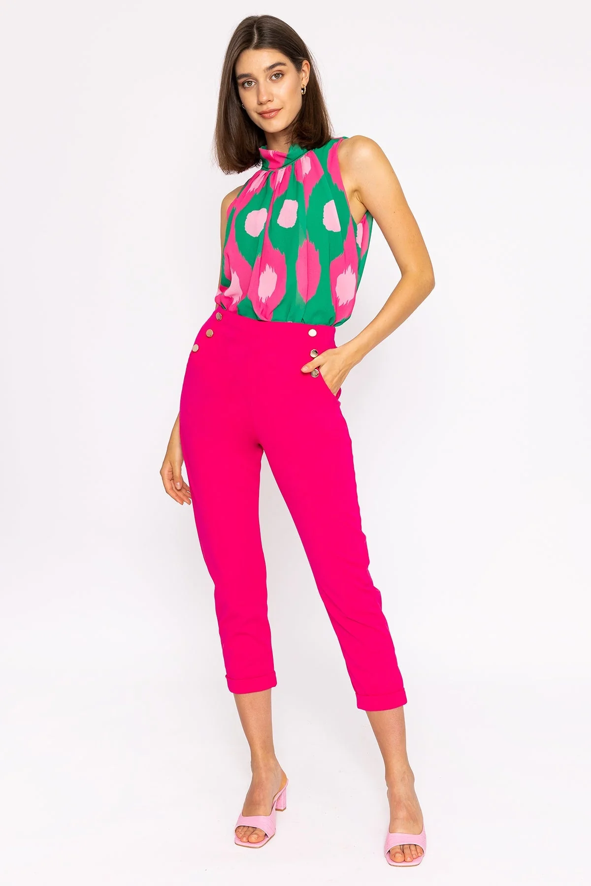 High Waist Trousers in Pink