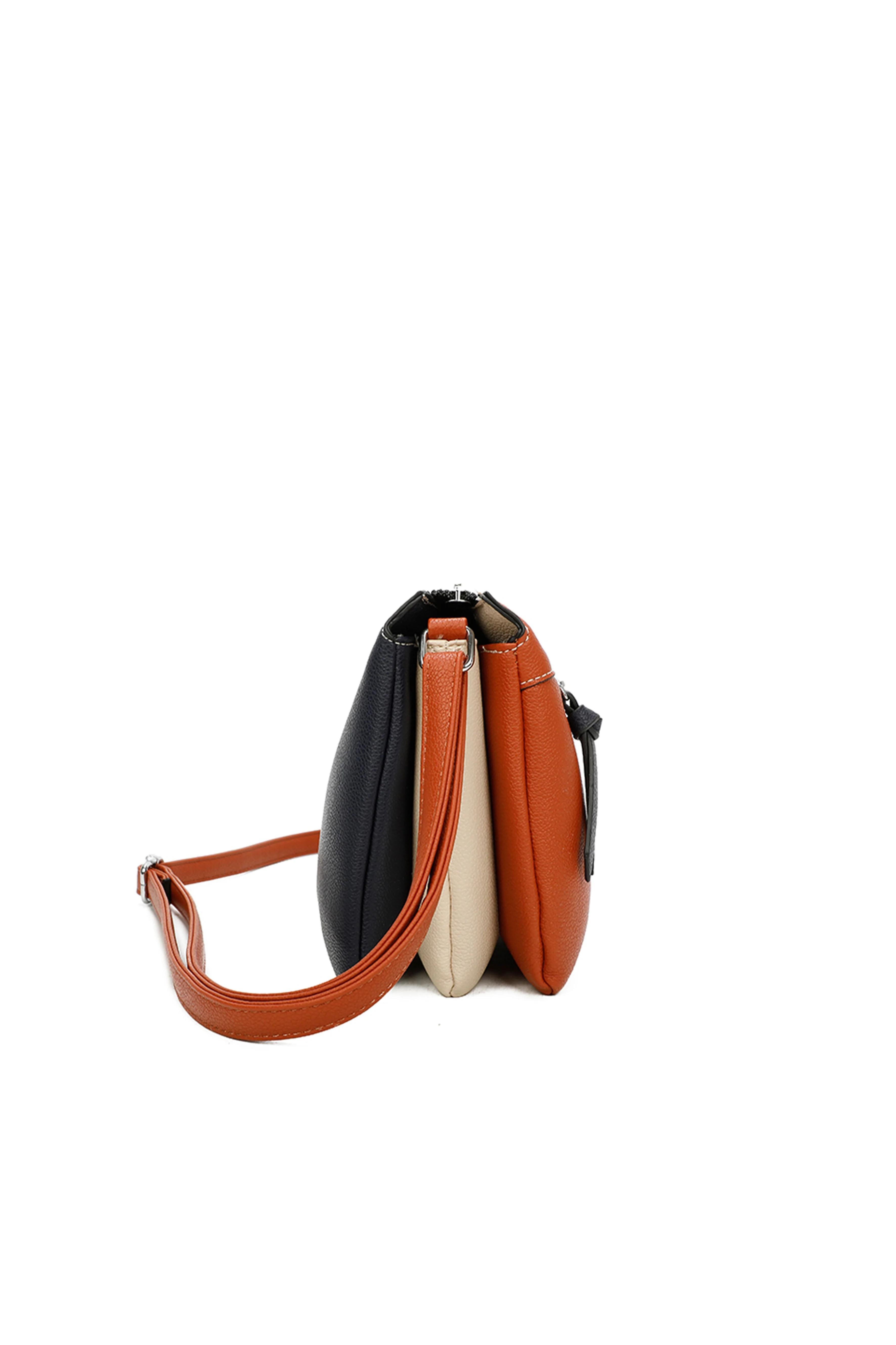 Triple Compartment Crossbody in Orange