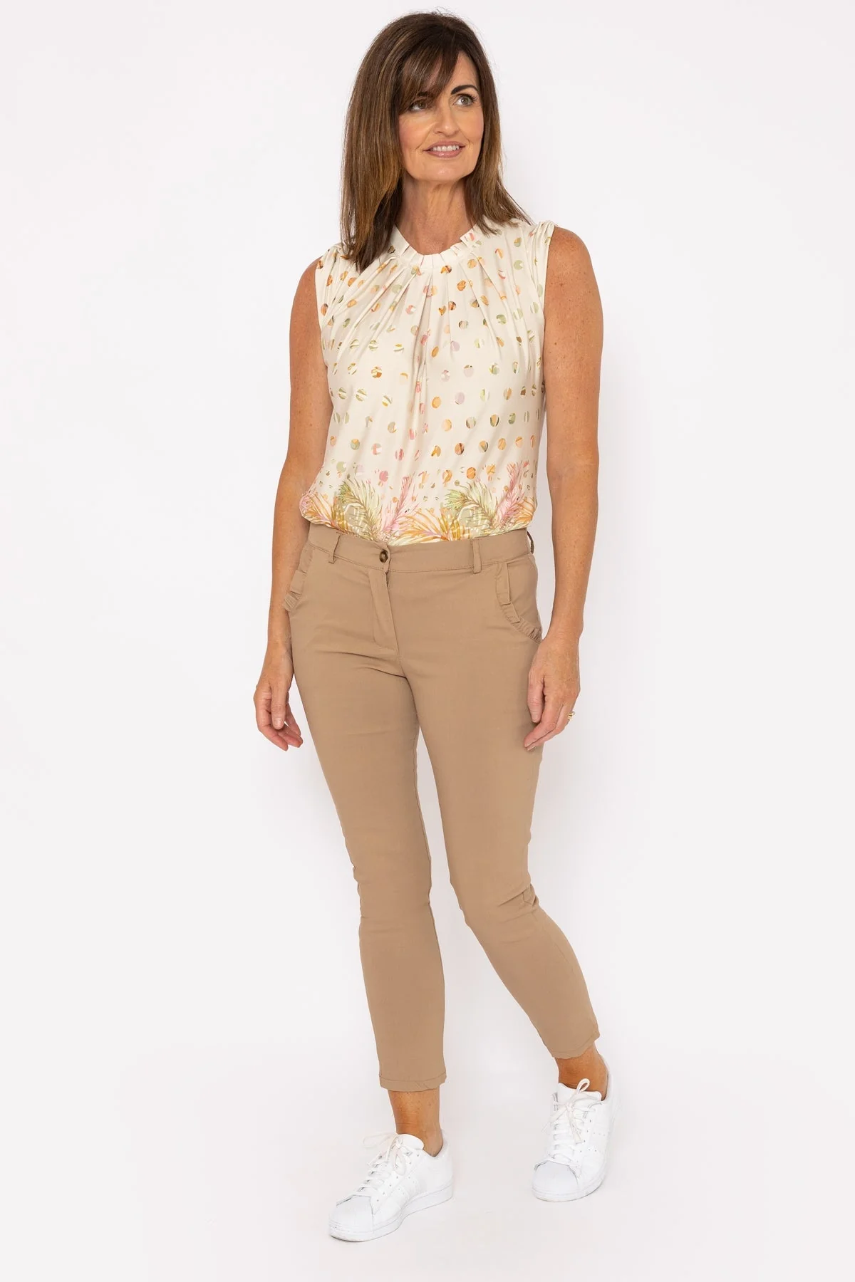 Camel Frill Detail Bengaline Trousers