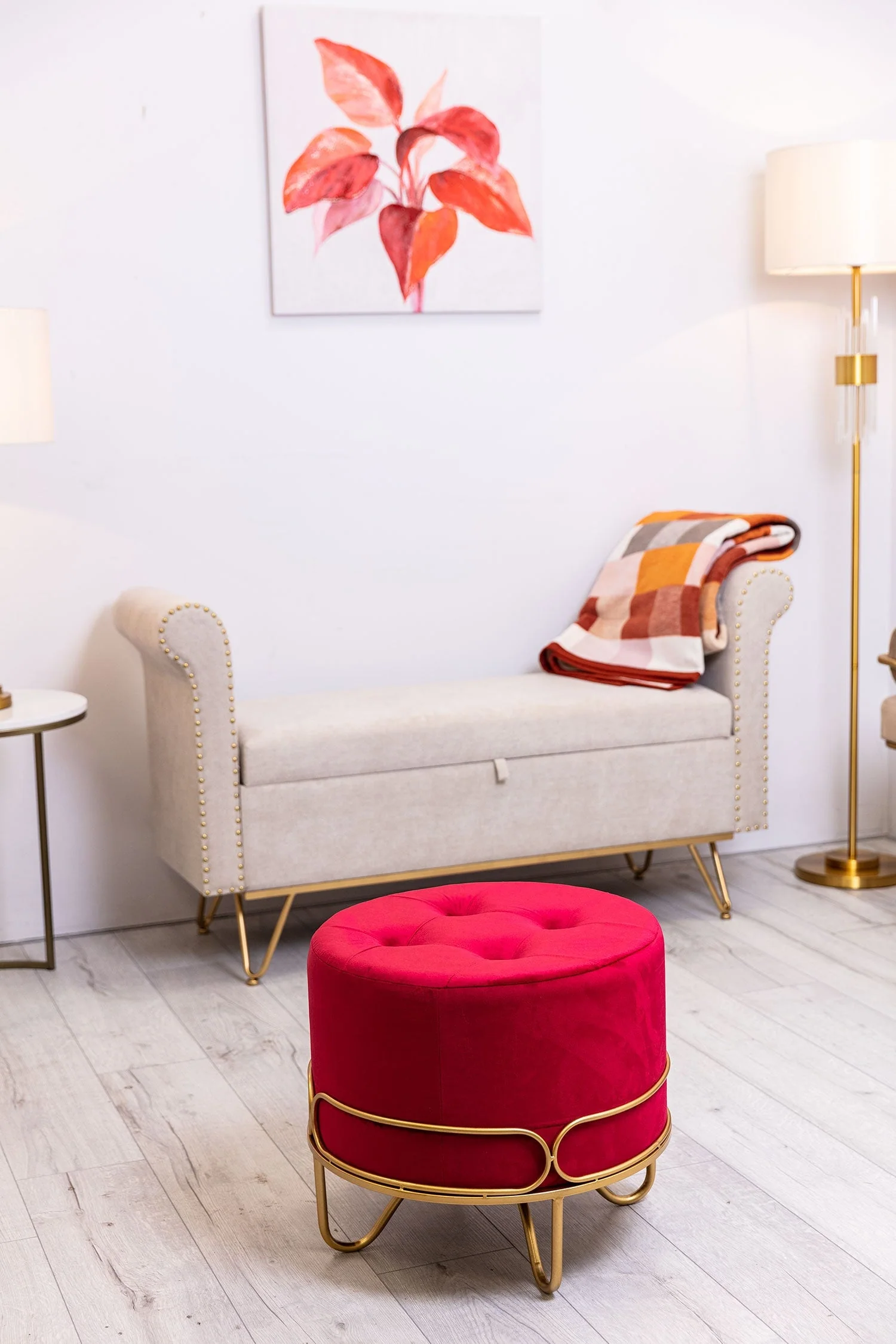 Red Urban Leaf Canvas Wall Art