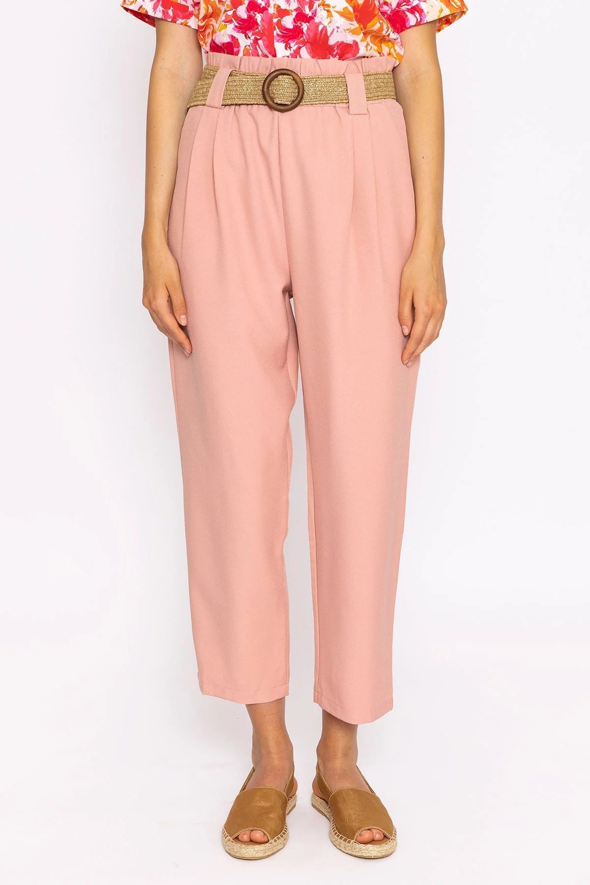 Belted Pants in Pink