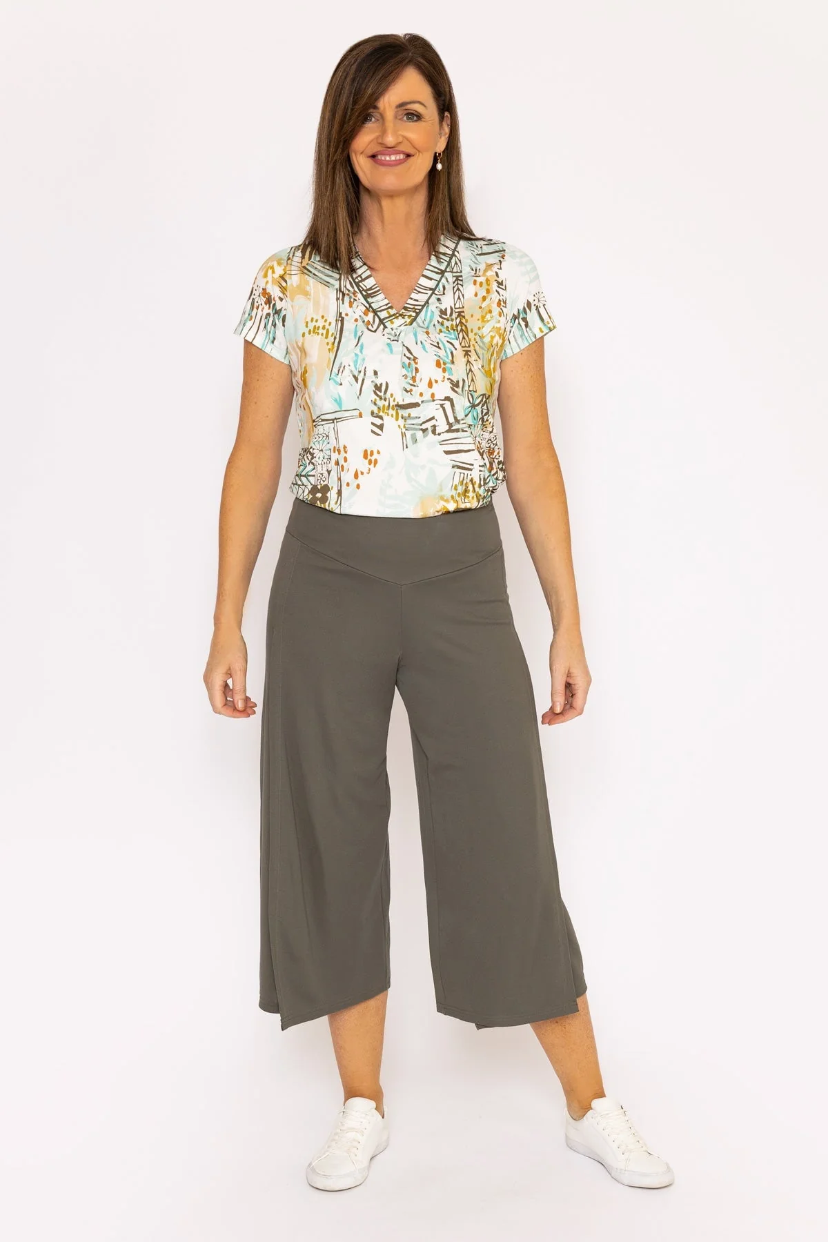 Wide Leg Trousers in Khaki