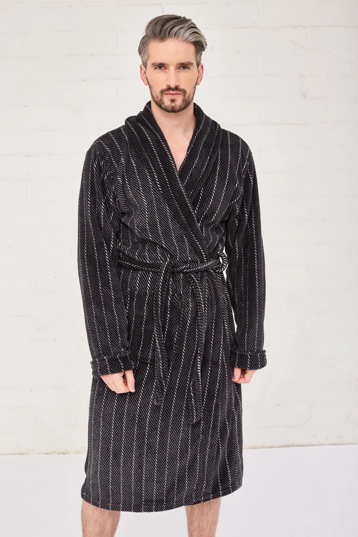 Mens Luxury Dressing Gown in Charcoal