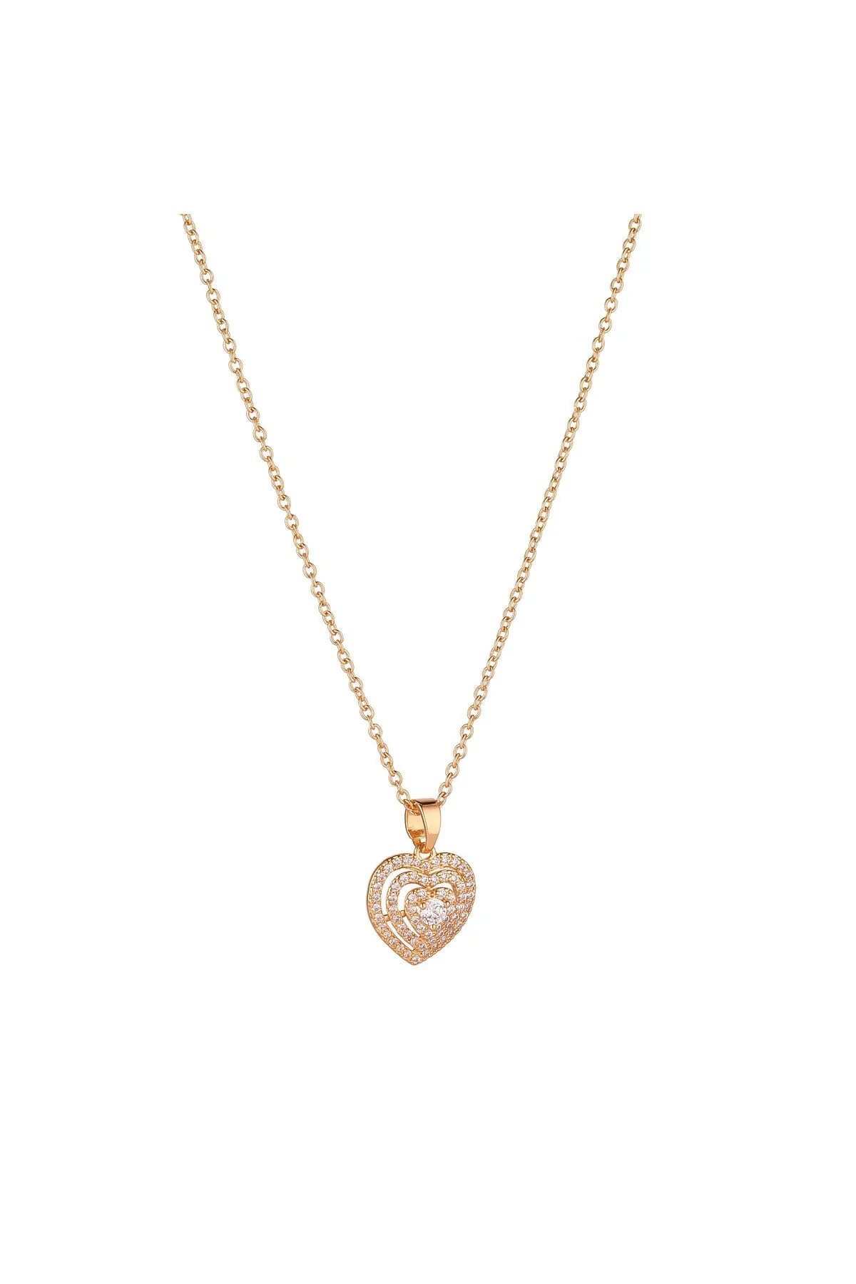 Gold Micropavé Heart Pendant