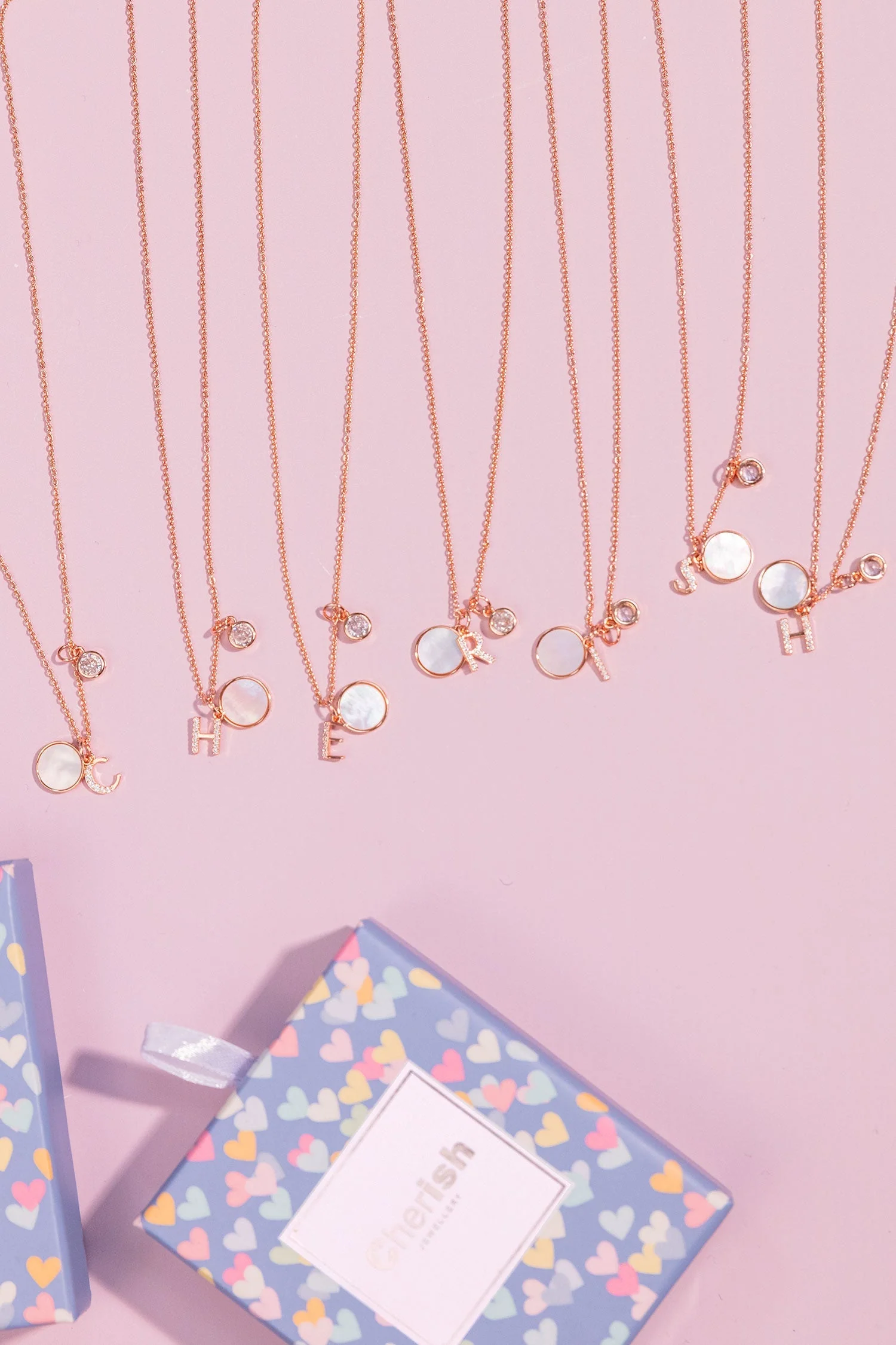 N Initial Necklace in Rose Gold