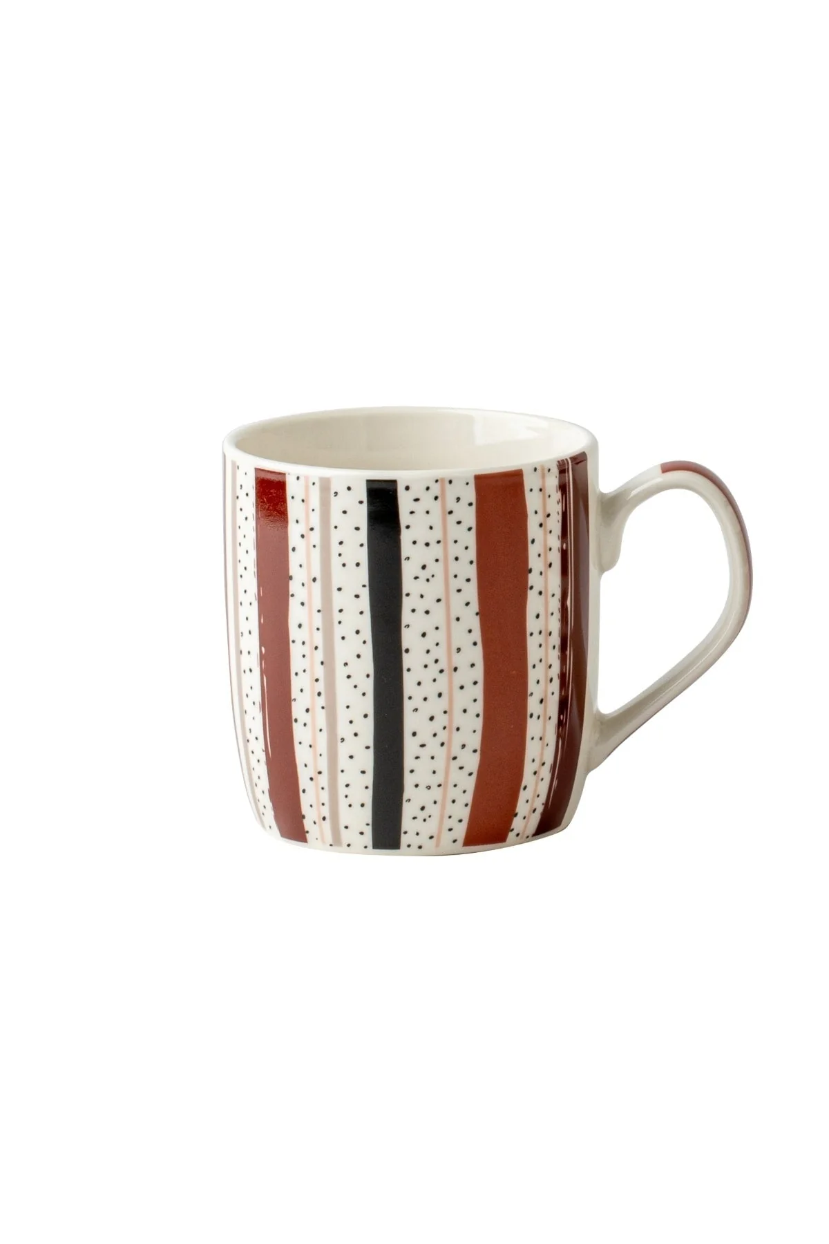 Set Of 4 Striped Brown Mugs