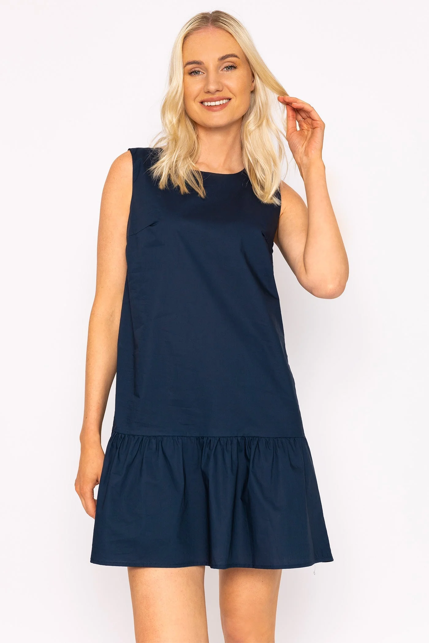 Poplin Dress in Navy