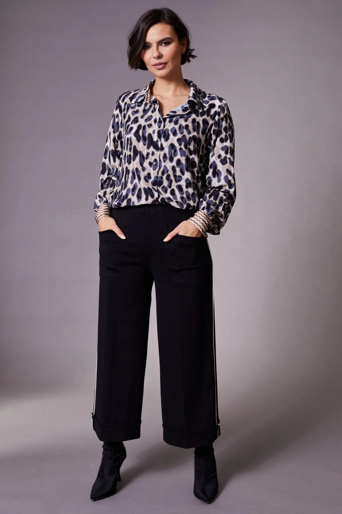 Contrast Print Blouse