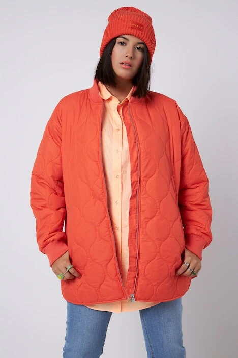 Oversized Fit Quilted Jacket in Red
