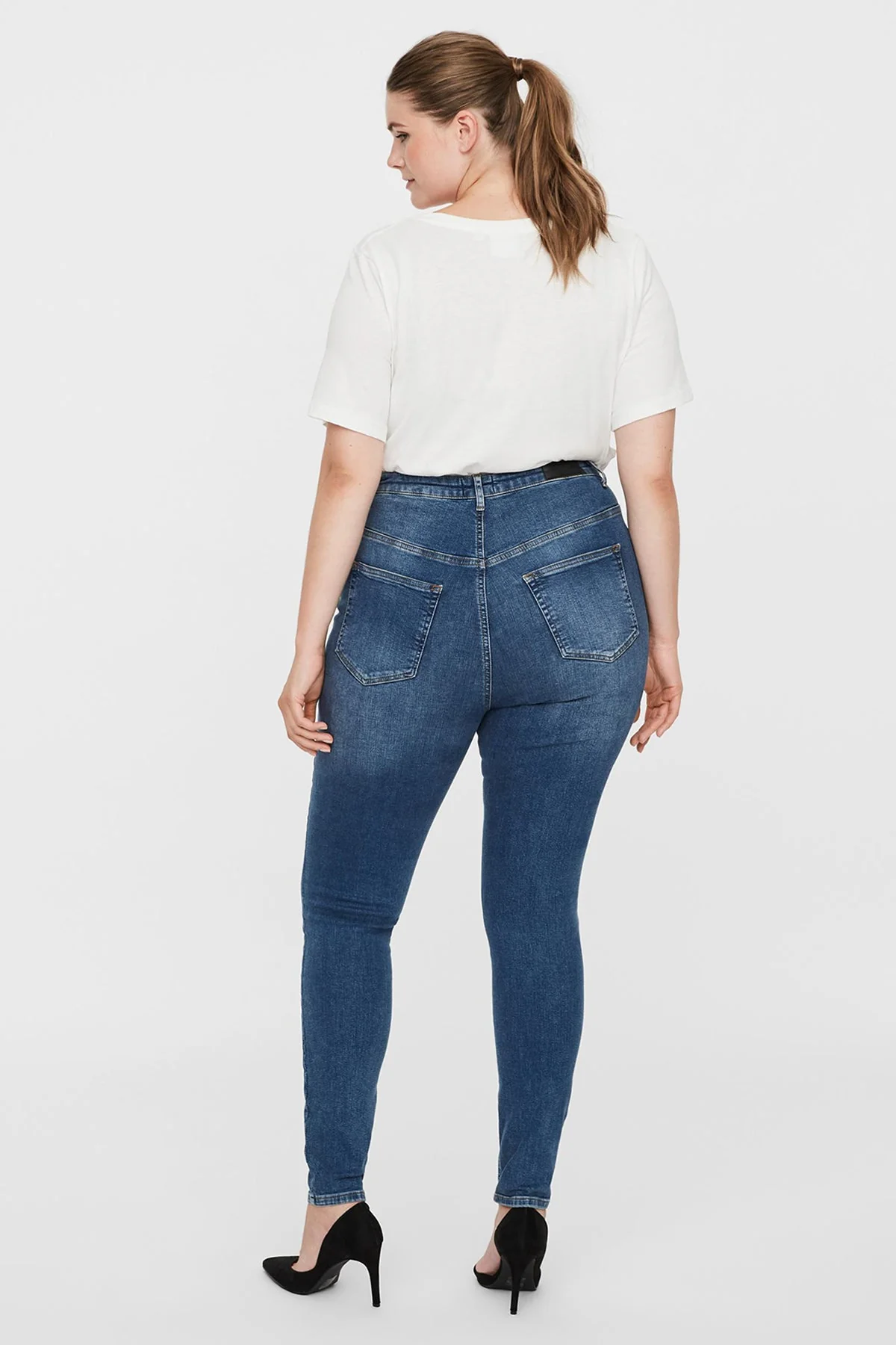 Curve - Lora High Waist Jeans in Medium Blue Denim
