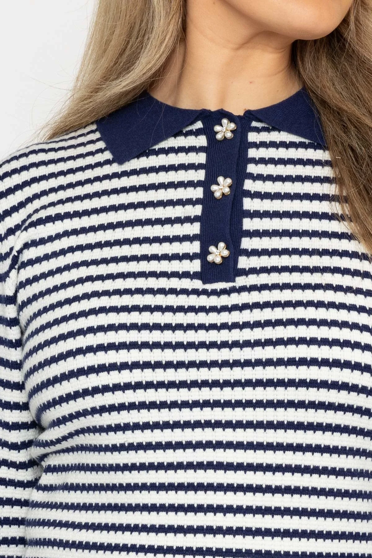 Textured Breton Knit in Navy