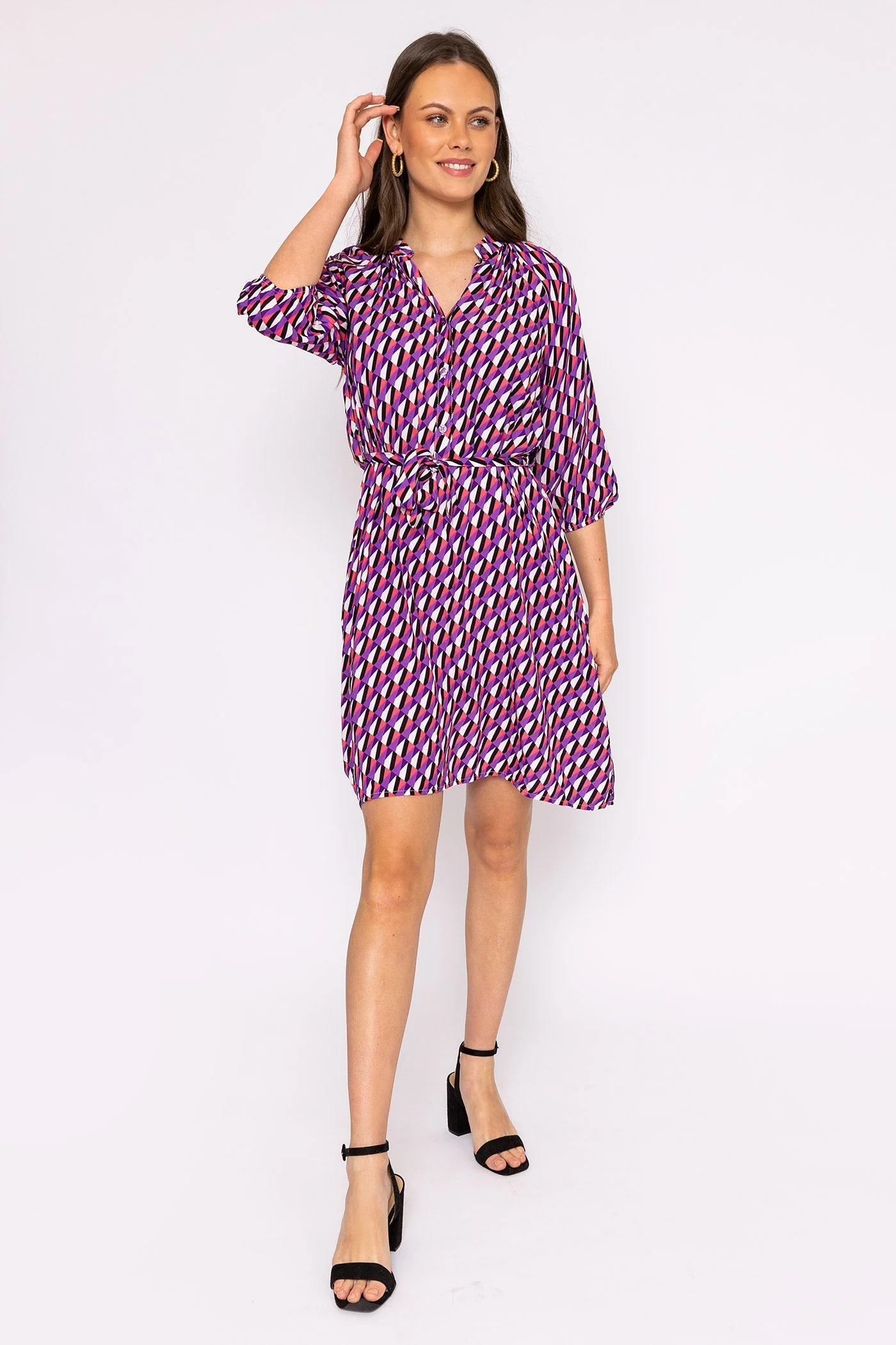 Viscose Dress in Purple Print