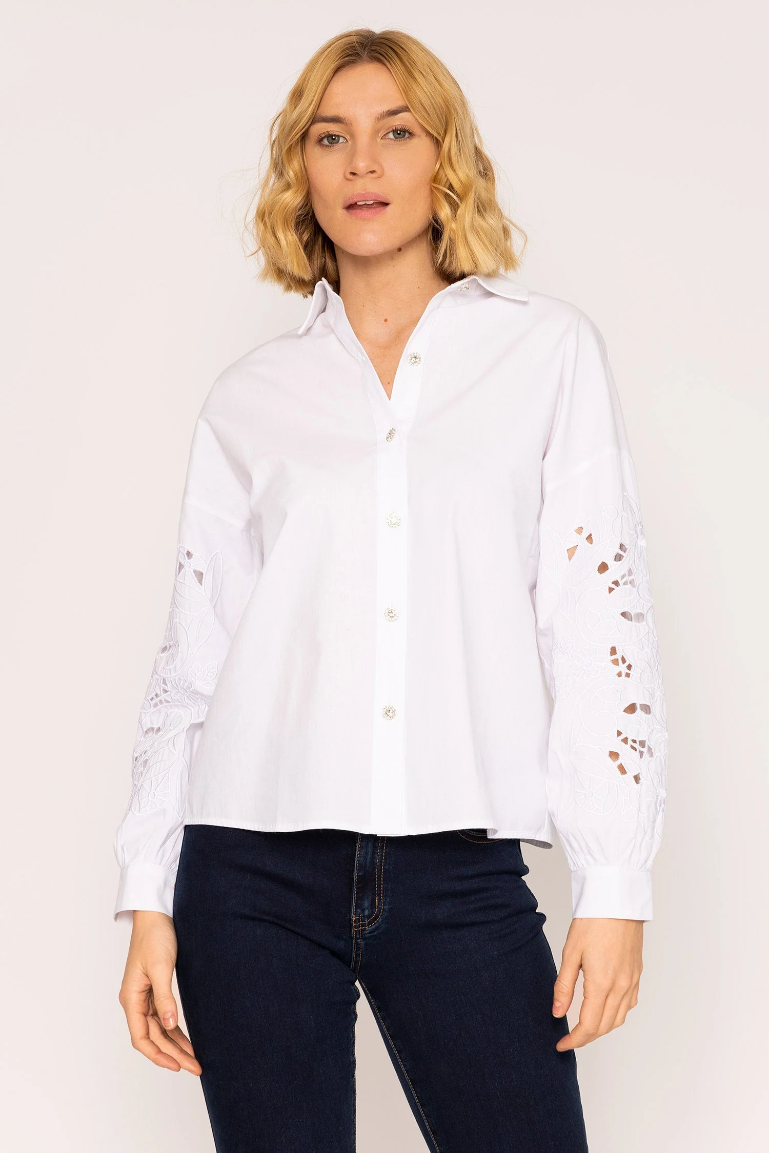 Anglaise Sleeve Blouse in White
