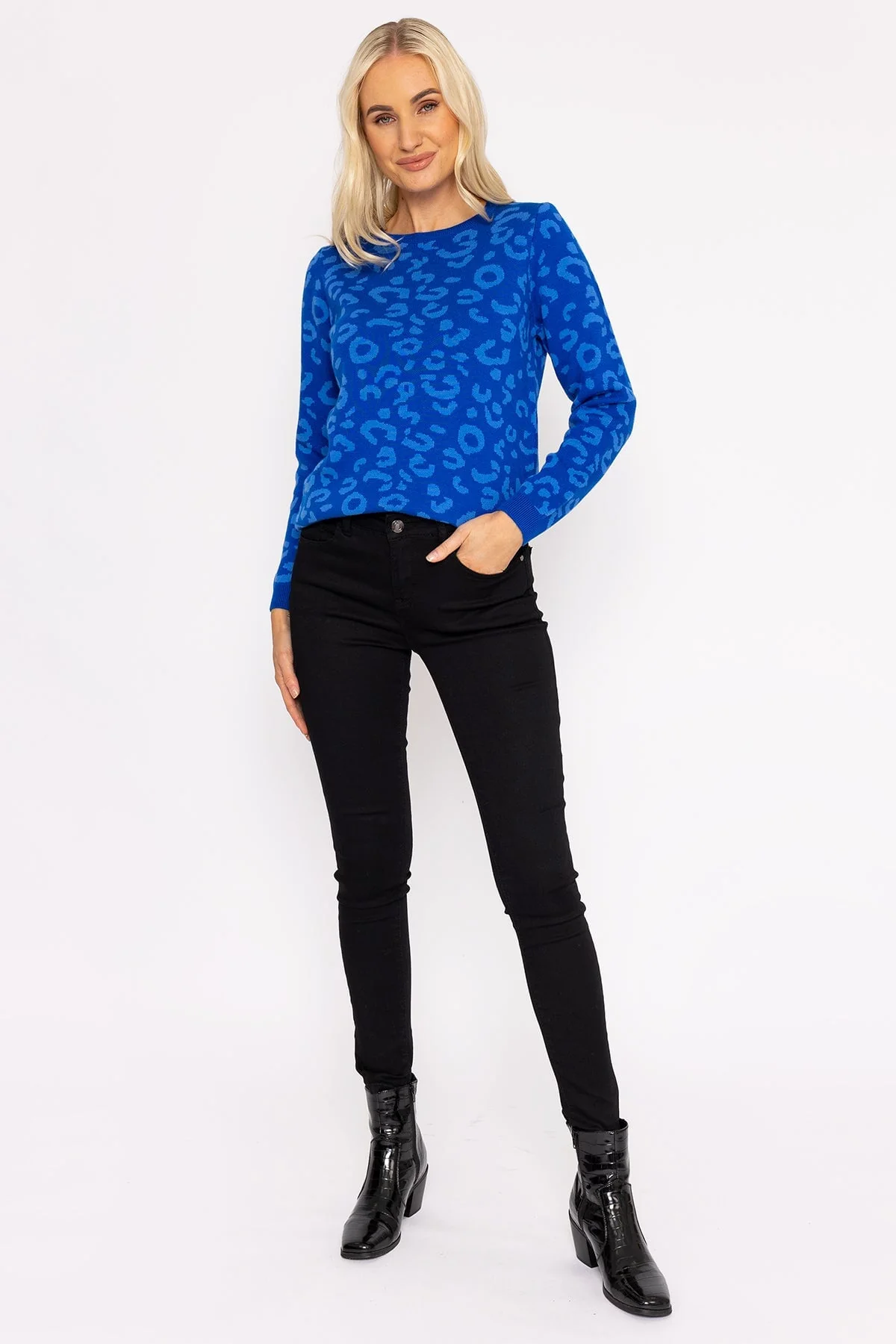 Animal Print Jumper in Blue