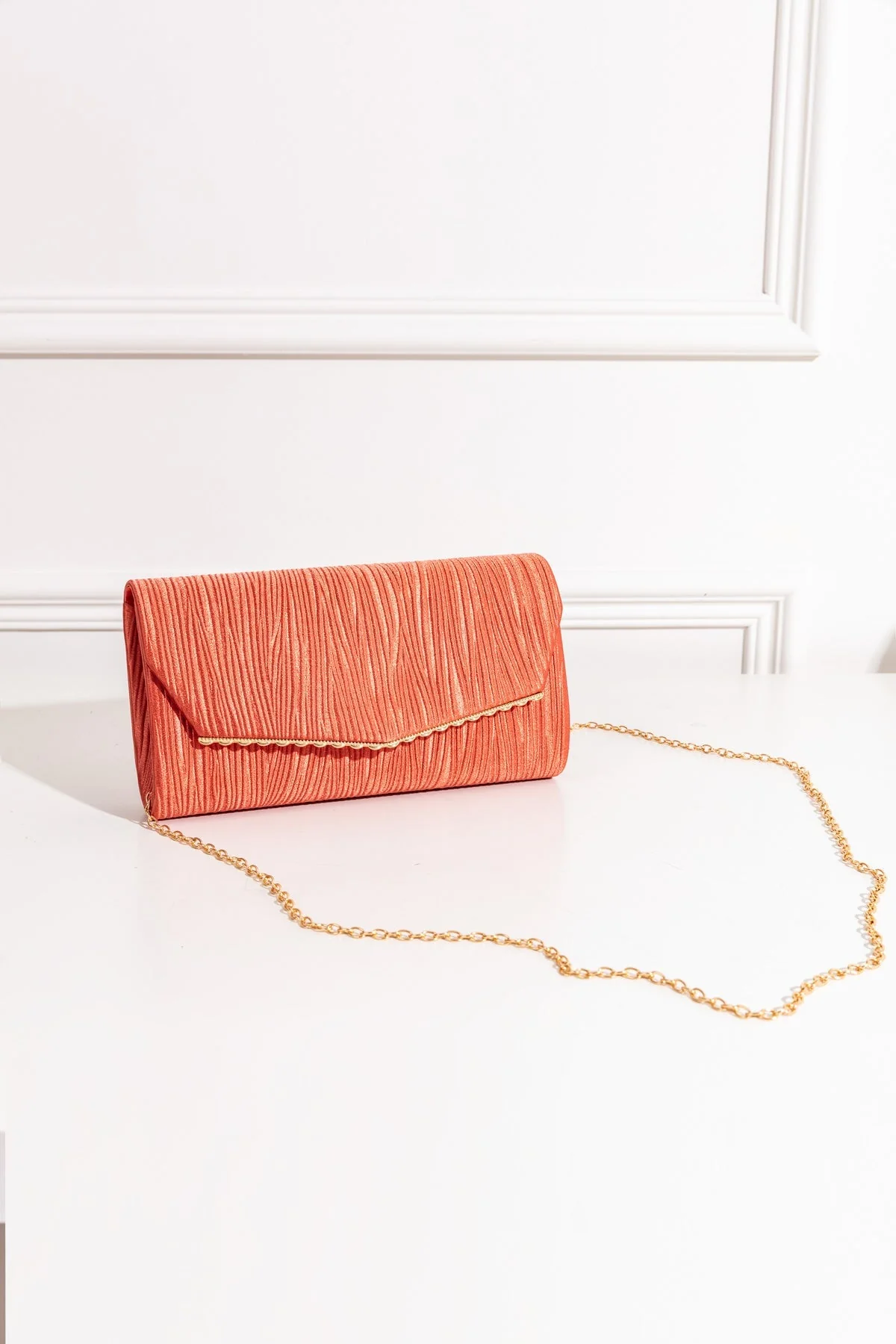 Envelope Clutch in Coral
