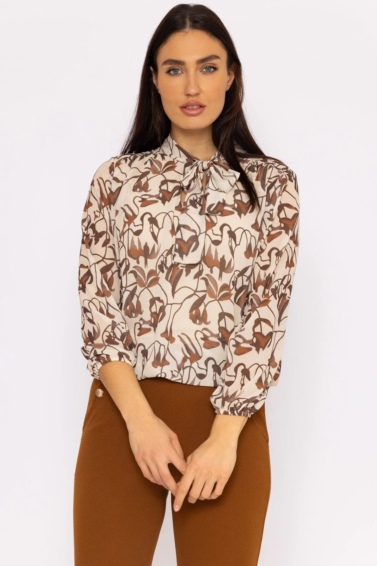 Maria Blouse in Camel Print