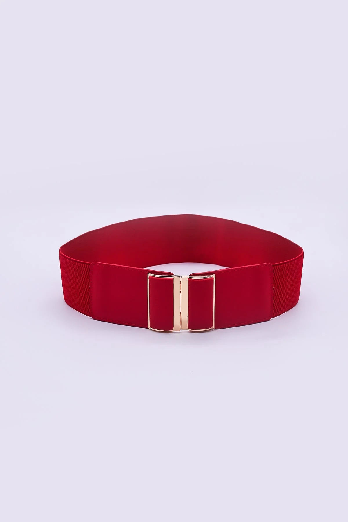 Gold Clasp Elastic Belt in Red