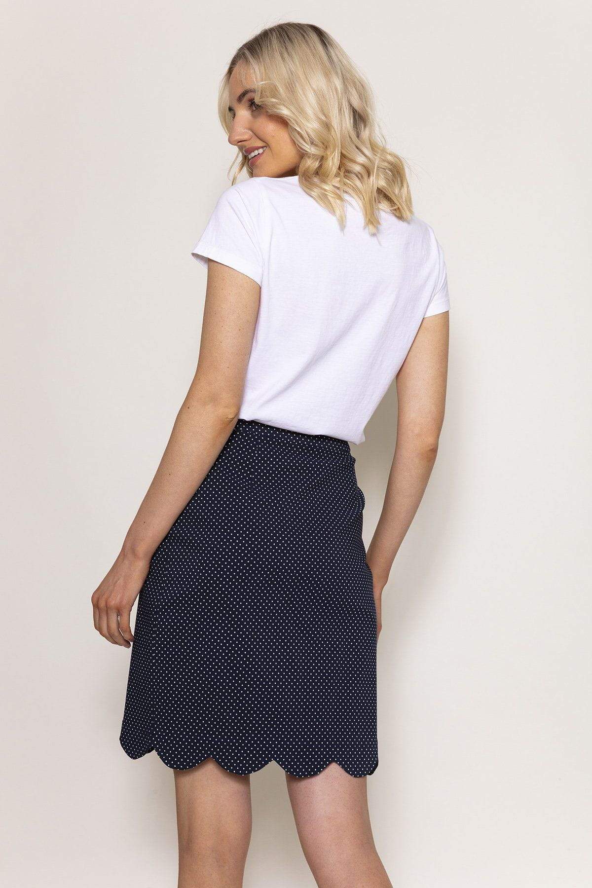 Scallop Hem Skirt in Navy